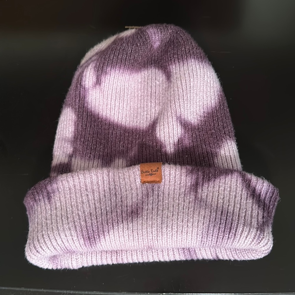 Purple tie dye beanie